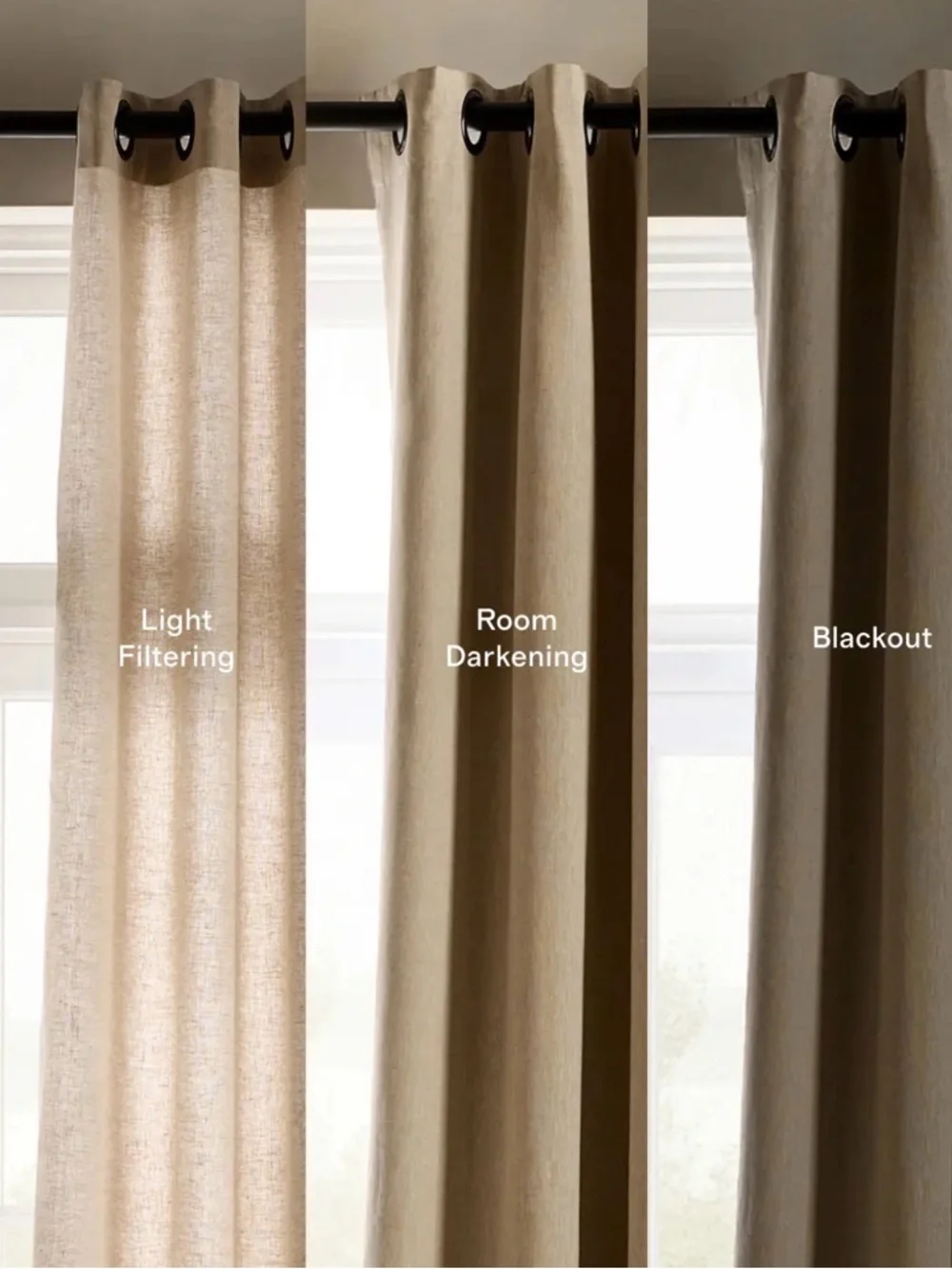 Quince European Linen Blackout Curtain Ivory 48x96 Grommet Single Panel